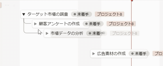 トグルで自由にタスク・サブタスクの開閉が可能