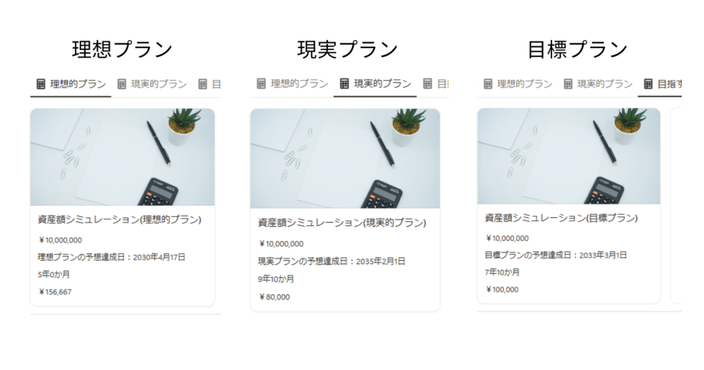 資産形成テンプレ_プラン表示